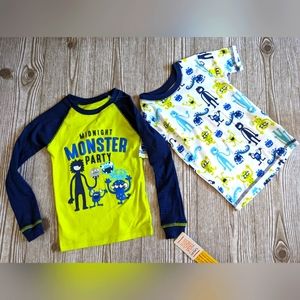 NWT 4 piece Carters Boys Monster Pajama Set 5T Tops and Bottoms